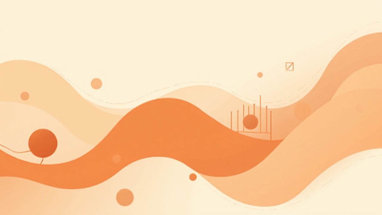Illustration: Abstract wave and funnel shapes interleaving with small chart glyphs into a single insight orb