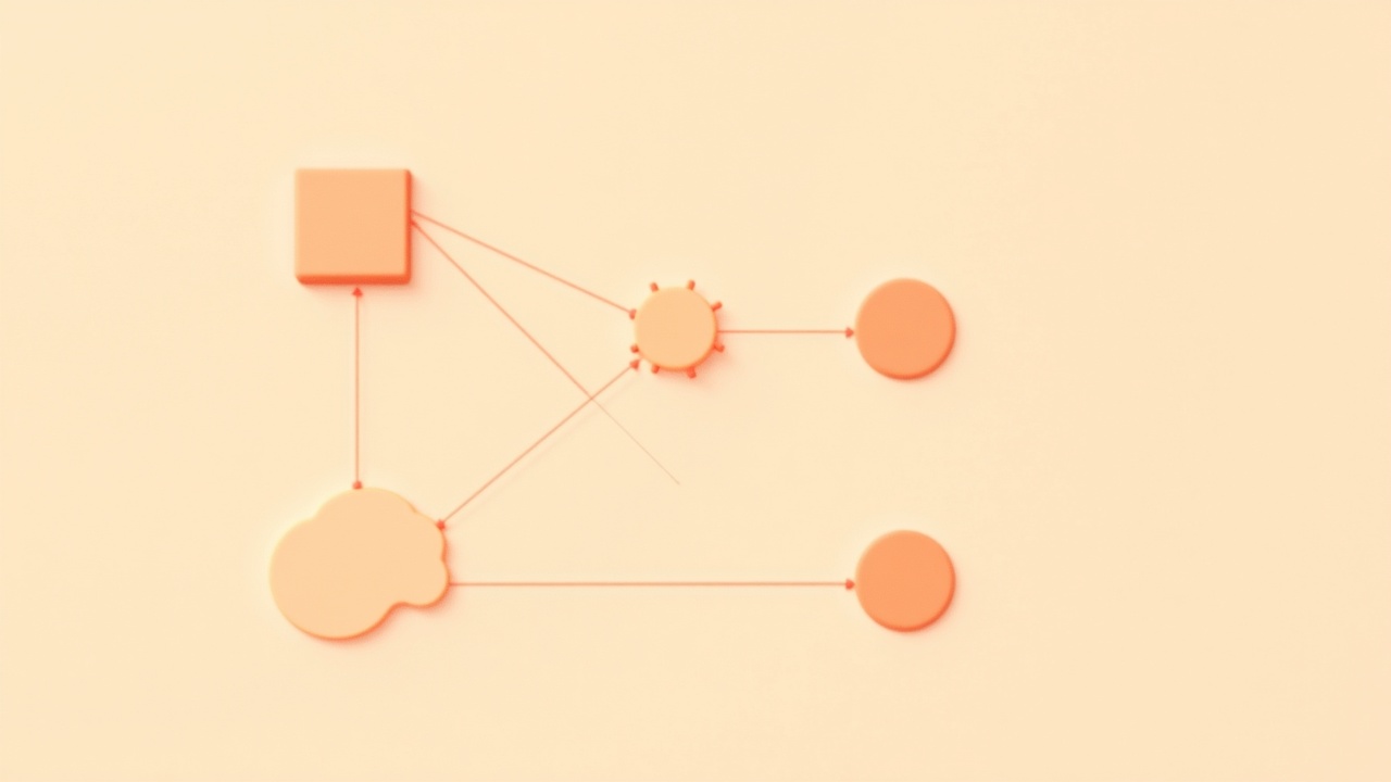 Illustration: Branching commit-line shapes merging into a single answer node linked to issue and ticket shapes