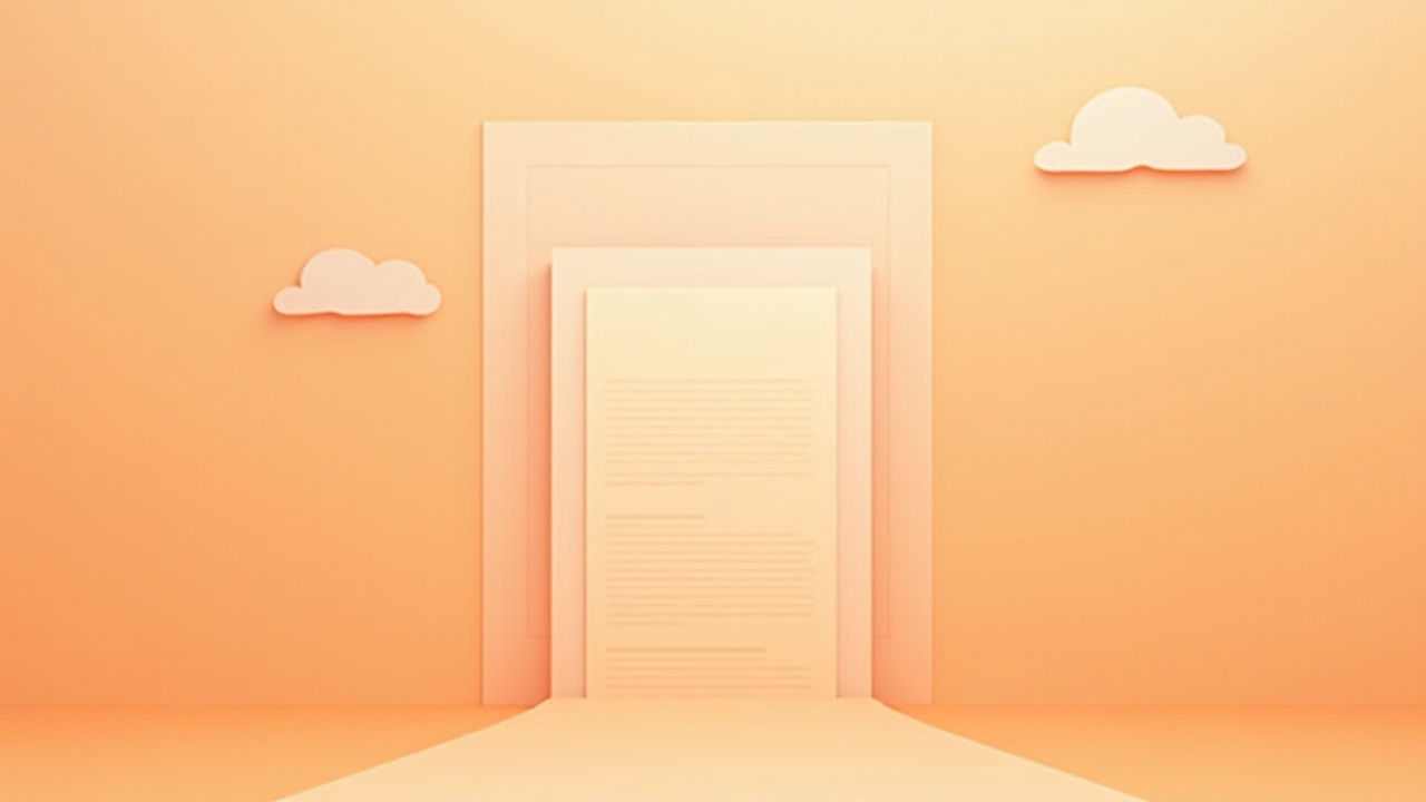 Illustration: One document-panel opening into a wider field of connected panels, a single beam linking them